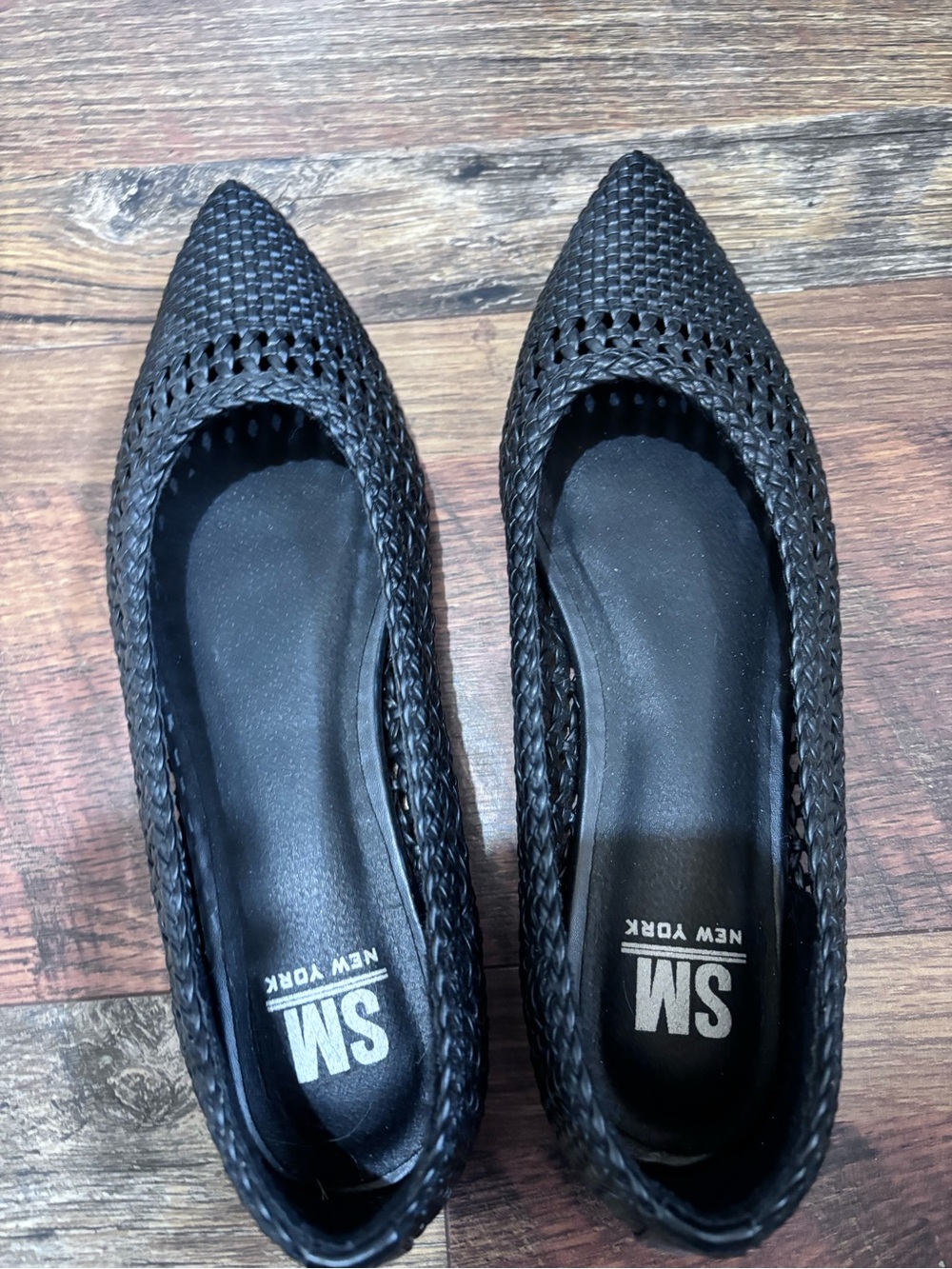 SM New York Black Woven Pointed Flats